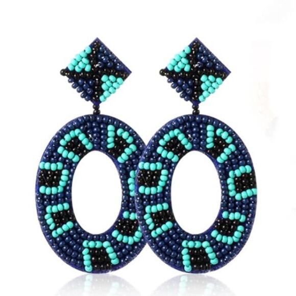 Boho Seed Bead Drop Earrings - Picture 1 of 2